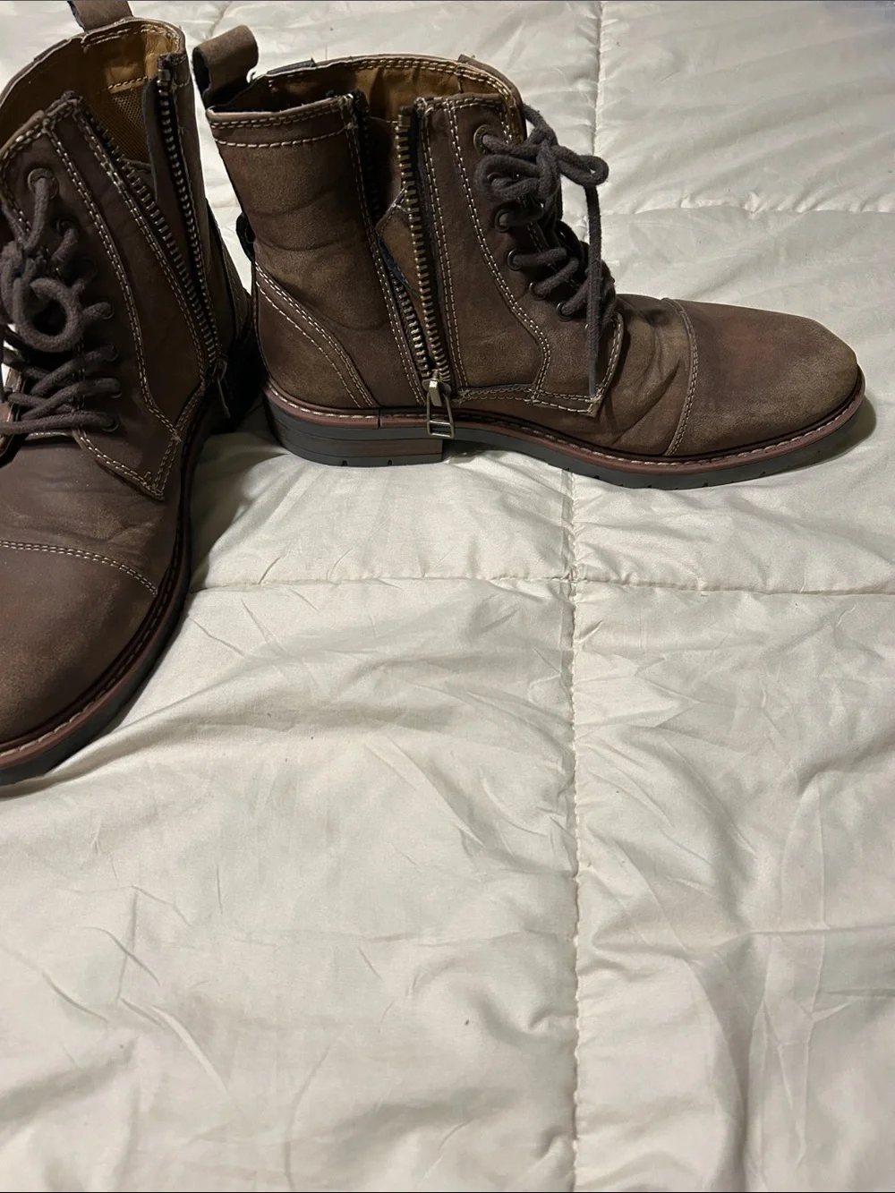 Dockers Men's Dark Brown Lace-Up Side-Zip Leather Boots